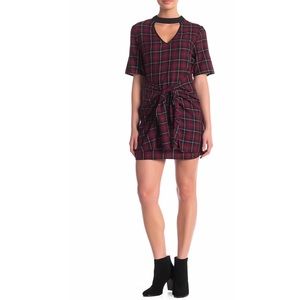 BCBGeneration Short Sleeve Plaid Front Tie Dress
